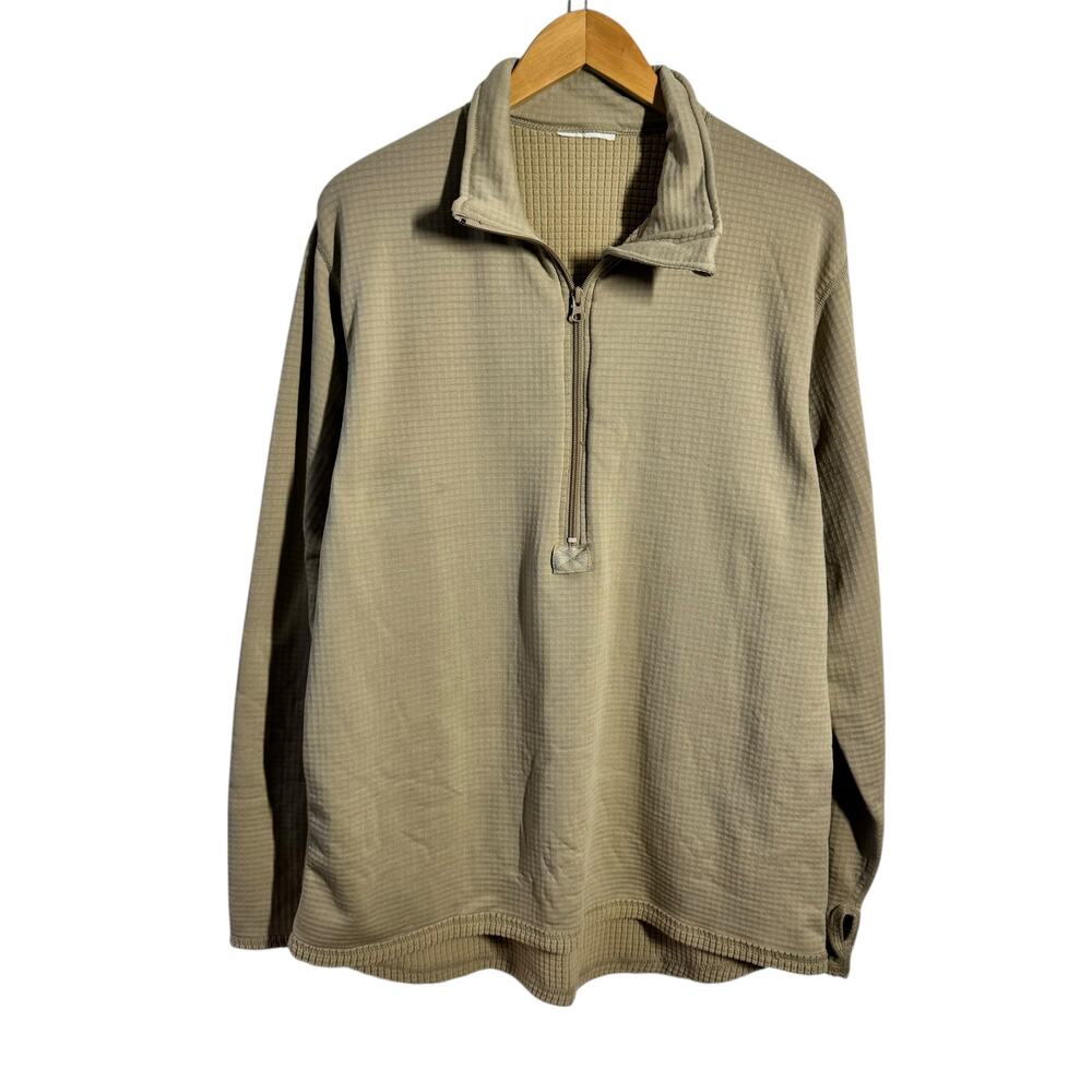 ADS Polartec US Army Shirt Men XL Tan Layering‎ Quarter Zip Thumb Hole Made USA